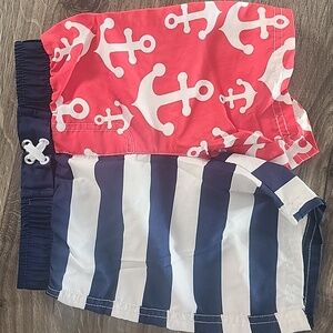 Boys Red White and Blue Nautical Swim Shorts
